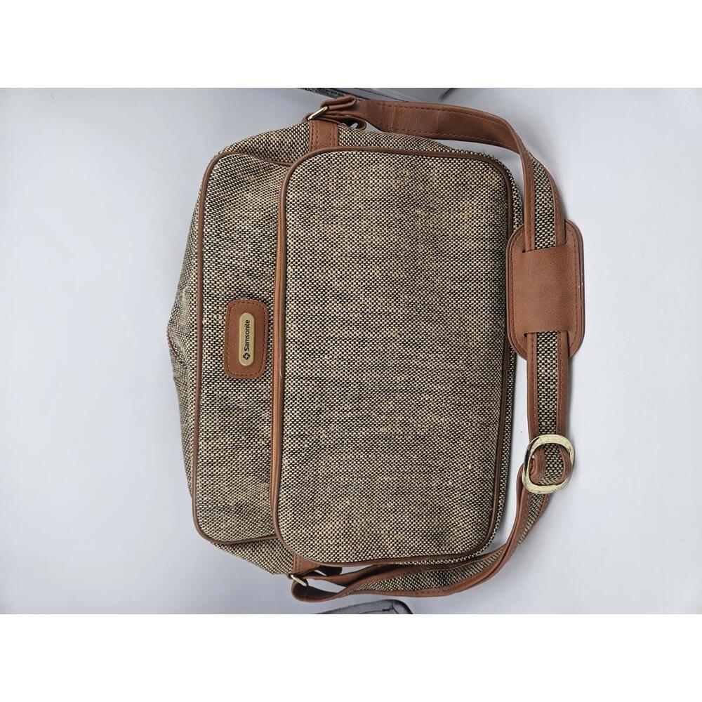 ​Vintage Samsonite Tapestry Travel Bag Zippered Shoulder Strap 14 Tweed Pattern